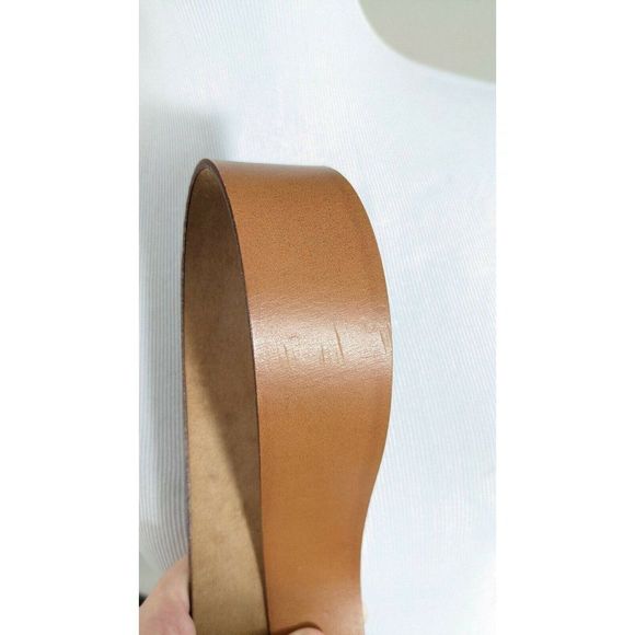 Size 38 Vintage Tan Aniline Steer Hide Leather Belt Hippie 1970s steerhide NOS